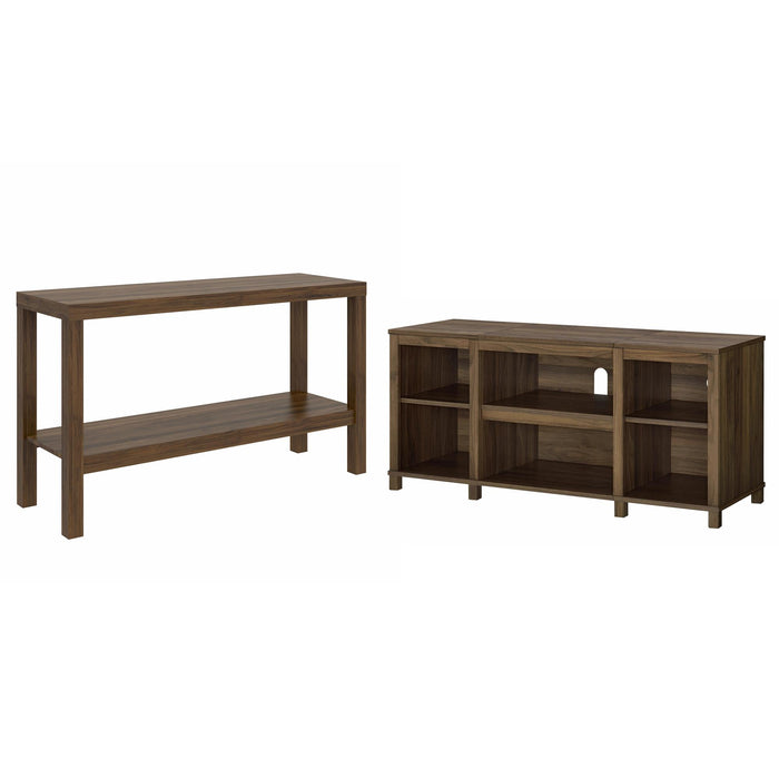Mainstays Parsons TV Stand for TVs up to 50", Canyon Walnut - new