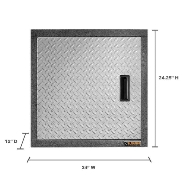 Premier Series Steel 1-Shelf Wall Mounted Garage Cabinet in Silve Tread (24 in W x 24 in H x 12 in D) - new