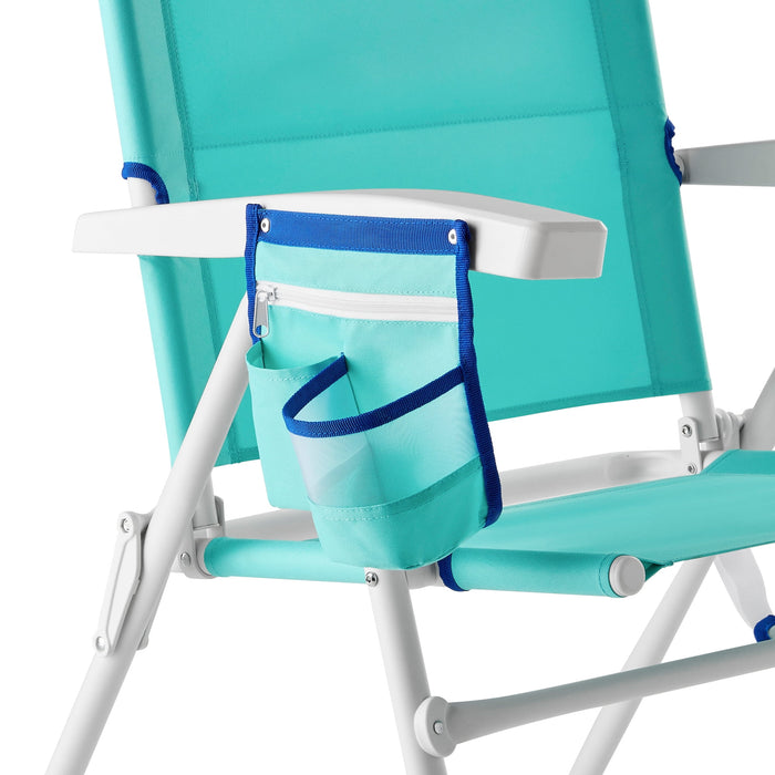 Mainstay Reclining 4-Position Oversize 2-Pack Beach Chair, Teal (please be advised that sets may be missing pieces or otherwise incomplete) - new