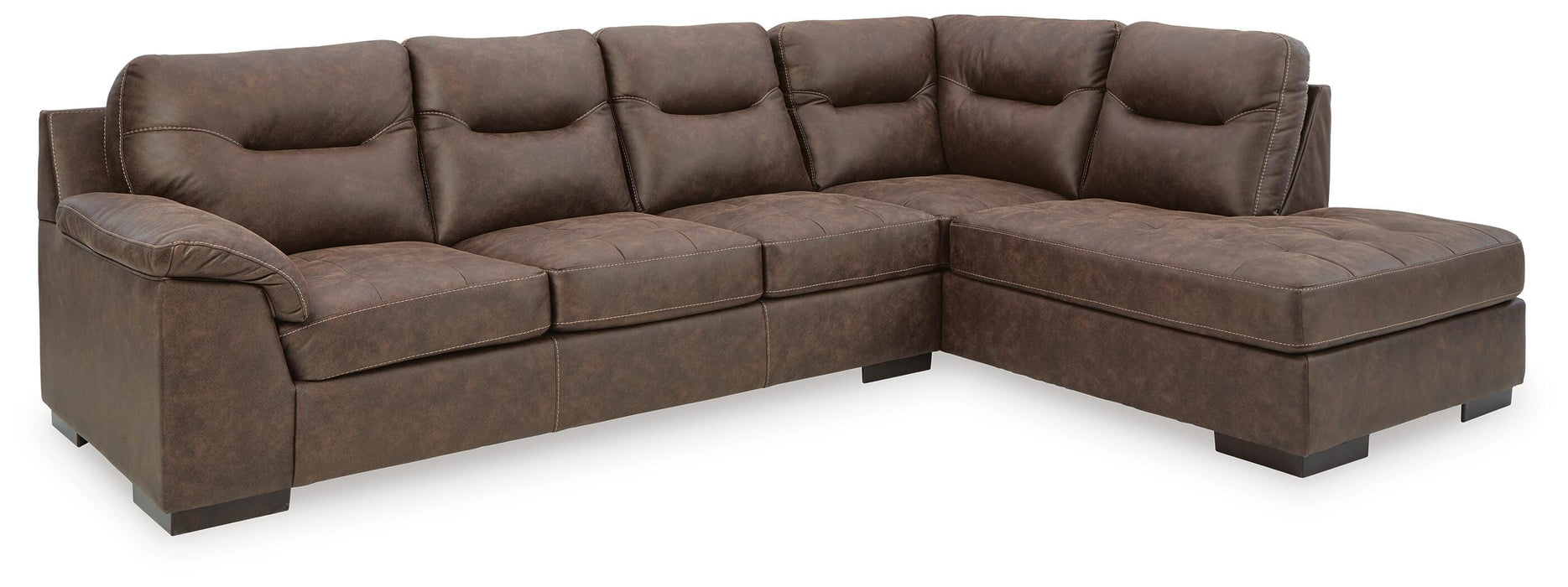 Maderla Walnut Maderla 2-Piece Sectional with Chaise