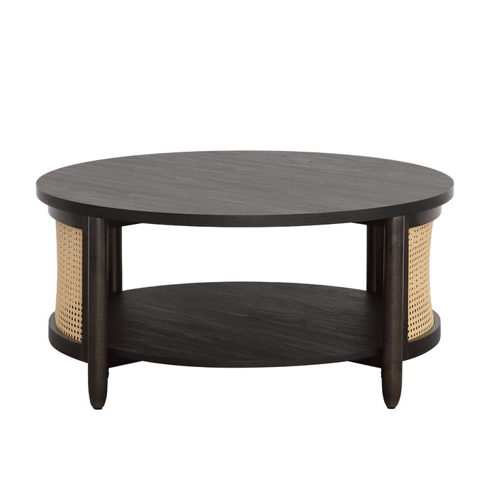 Better Homes & Gardens Springwood Caning Coffee Table, Charcoal Finish - new