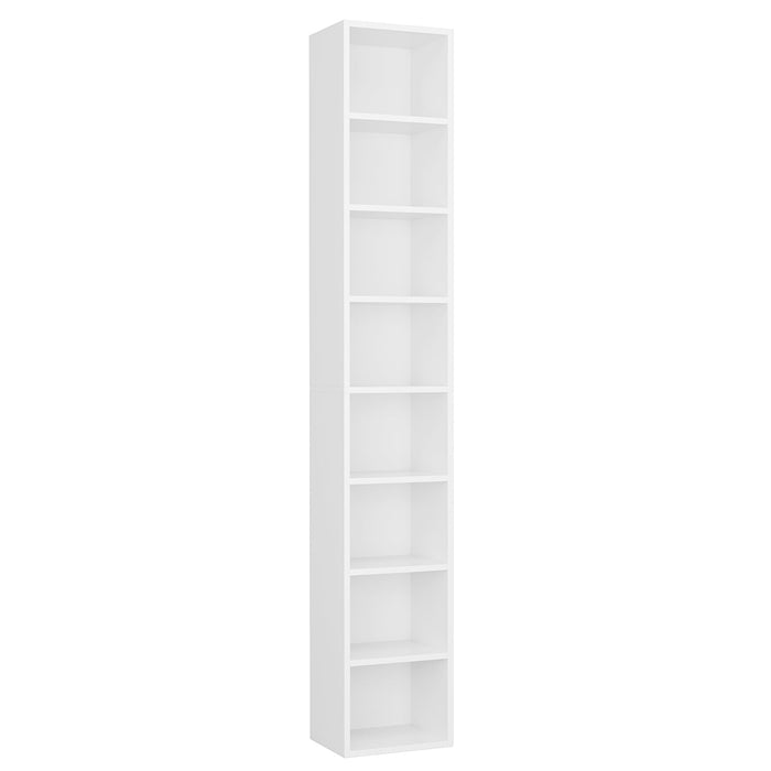 Homfa 8-Tier Media Tower, CD DVD Media Storage Unit with 4 Adjustable Shelves for Living Room Bedroom, White - new