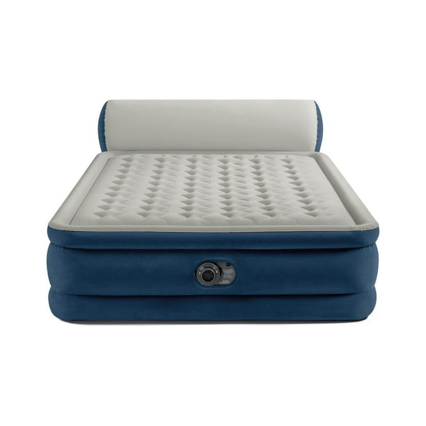 Intex Headboard 18" Queen Dura-Beam Deluxe Raised Air Bed Mattress with Built-in Pump - use_like_new