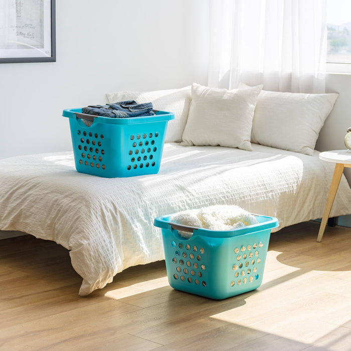 Sterilite 1.5 Bushel Square Plastic Laundry Basket, Adult, Teal - use_like_new