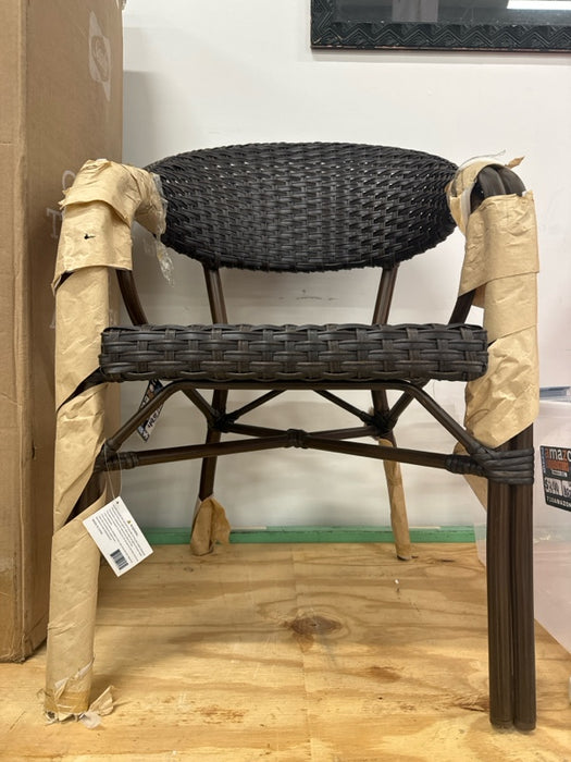 Flash Furniture Milano Series Dark Brown Rattan Restaurant Patio Chair with Red Bamboo-Aluminum Frame - new