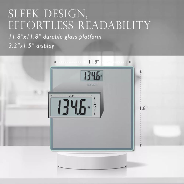 Digital Glass Bathroom Scale Gray/Silver - Taylor - new