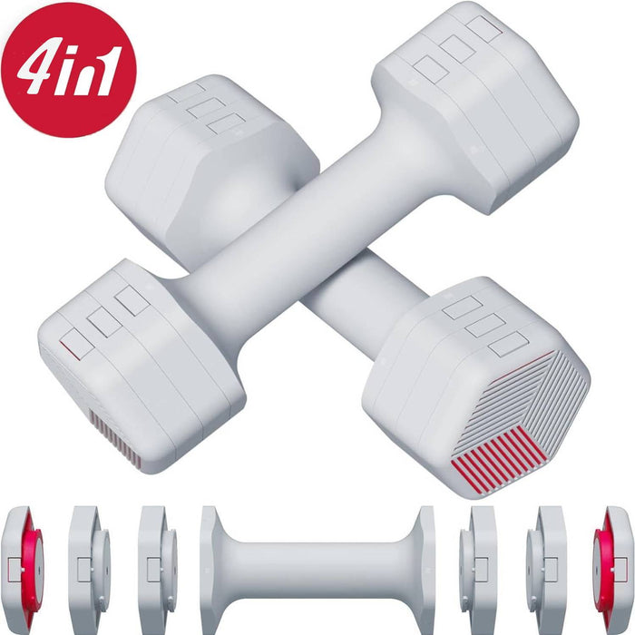 Winfita 4 in 1 Adjustable Dumbbells Hand Weights Set: 5 lb Dumbbells Set of 2 Each 2lb 3lb 4lb 5lb Free Weights Fast Adjust Weight Dumbbells Set for Women Men Home Gym Exercise Training - open_box