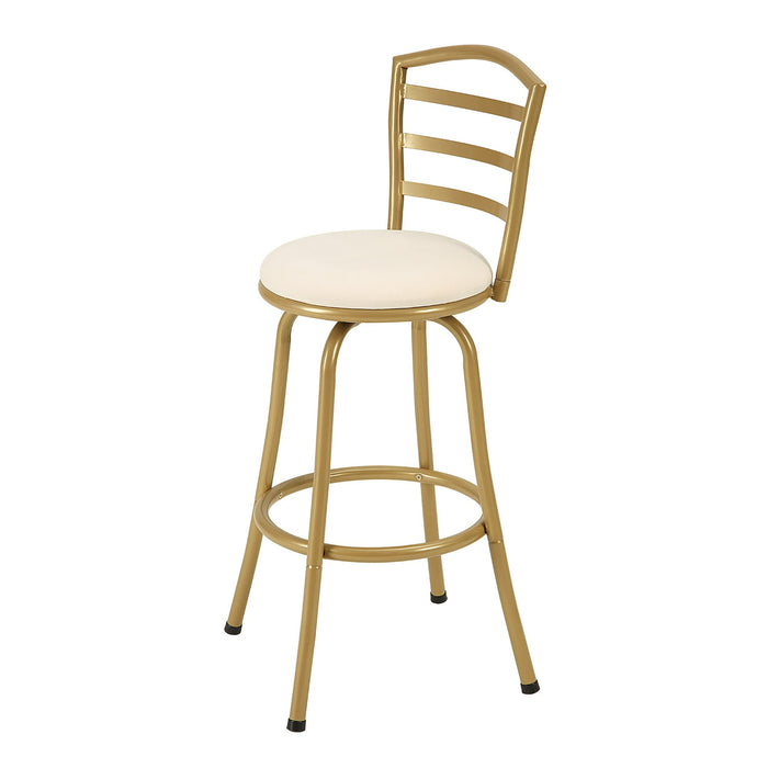 Mainstays 3 Pack Indoor Adjustable 24" or 29" Swivel Gold Metal Barstool, Cream Seat - new