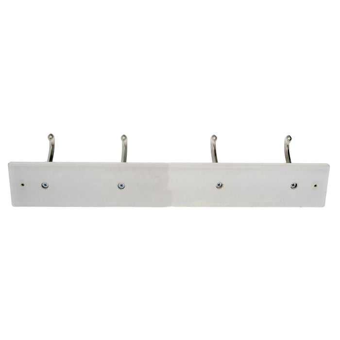 Mainstays, Hook Board, 18 in White Hookboard with 4 Satin Nickle Hooks; 30 lb Holding Capacity - new