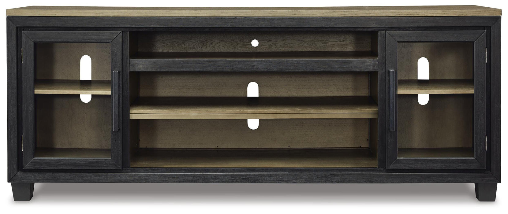 Foyland Black/Brown XL TV Stand w/Fireplace Option