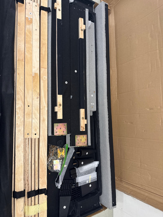 Mainstays Hillside Diamond Tufted Upholstered Queen Platform Bed, Gray - use_like_new