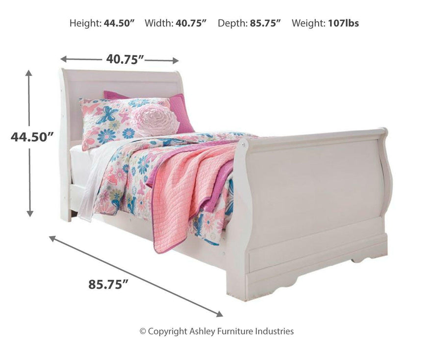 Anarasia White Anarasia Twin Sleigh Bed