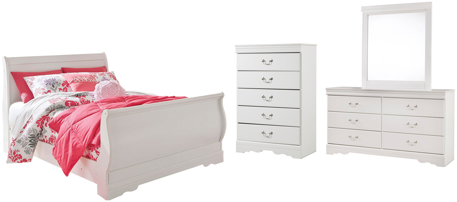Anarasia White Sleigh Bedroom Collection