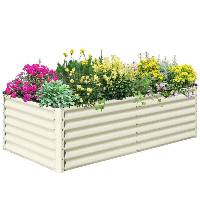 SnugNiture 6x3x2 ft Galvanized Metal Raised Garden Bed, Large Outdoor Planter Box for Vegetables & Flowers, White