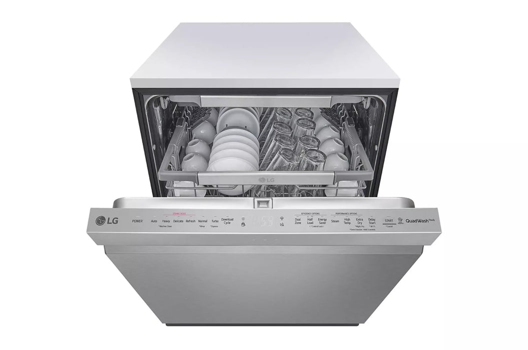LG - 24" Top Control Smart Built-In Tub Dishwasher with 3rd Rack, QuadWash and 44db - Stainless Steel - open_box
