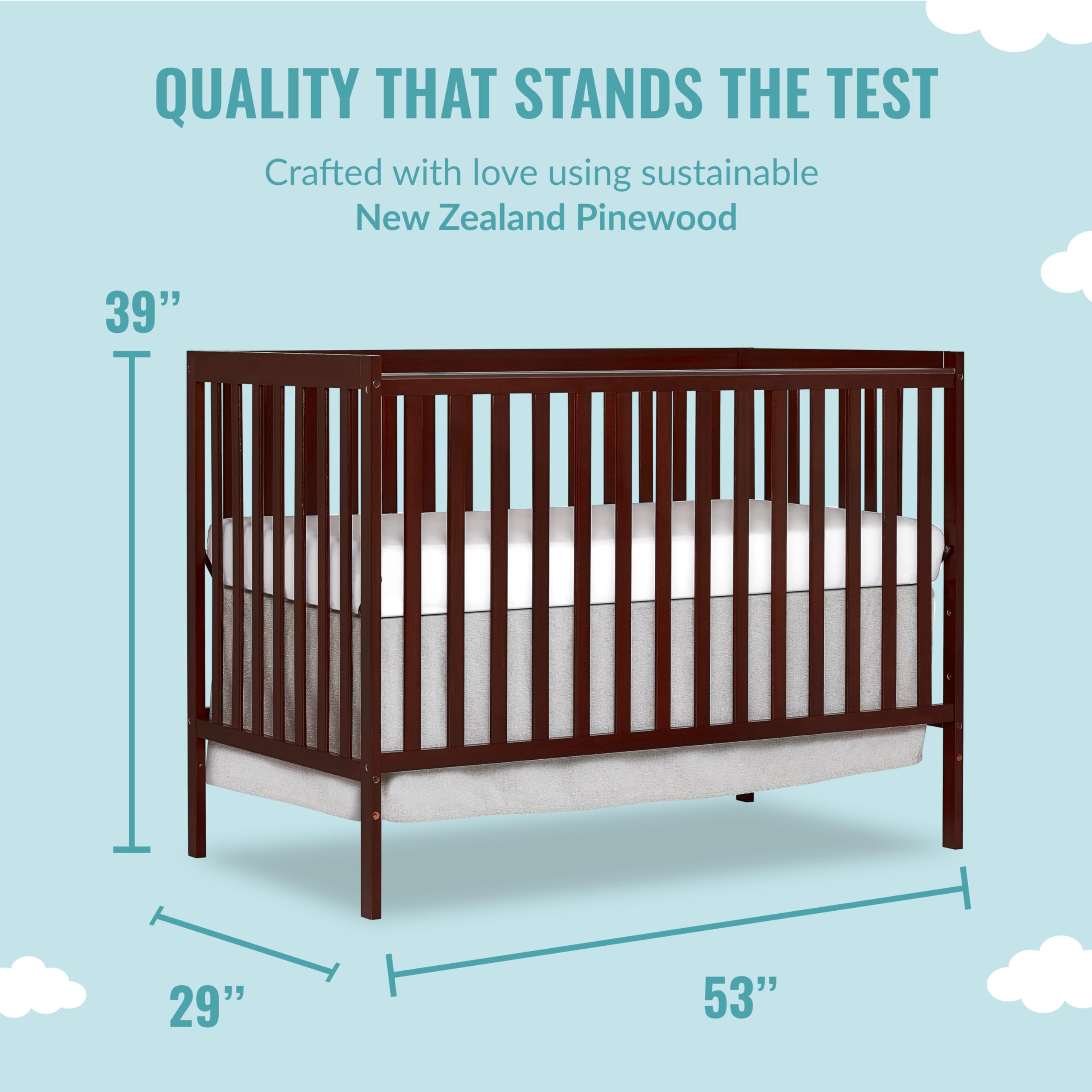 Dream On Me Synergy 5-In-1 Convertible Crib In Espresso, Greenguard Gold Certified - new