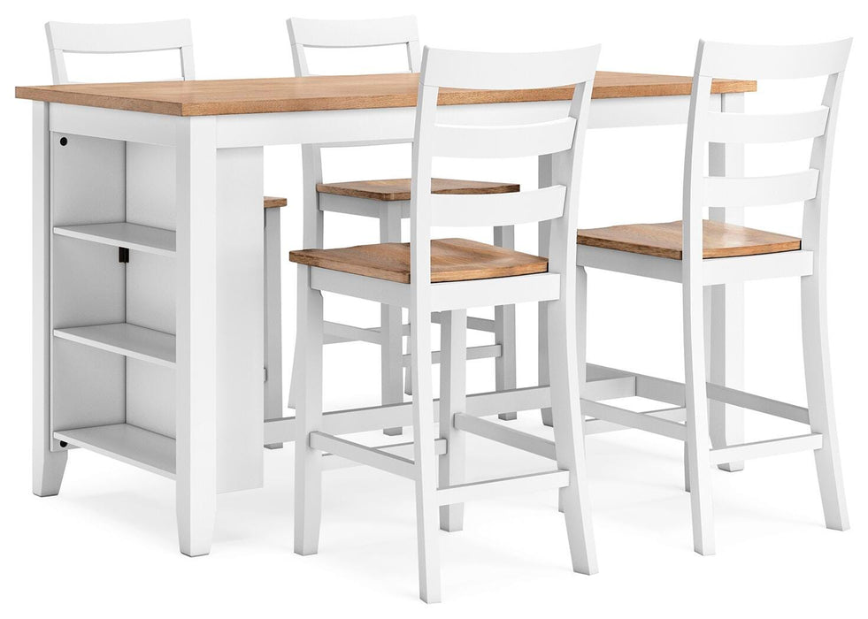 Gesthaven Natural/White Gesthaven Counter Height Dining Table and 4 Barstools