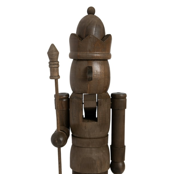 One Brown Pine Wood Nutcracker Decoration, 15", by Holiday Time - new
