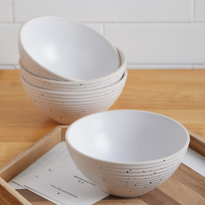 Stone Lain Lauren Modern Stoneware 32-piece Round Dinnerware Set, Plates and Bowls Set, Dish set for 8, Off White - new