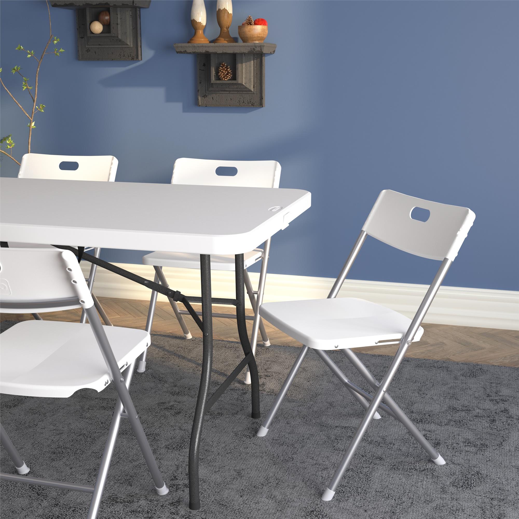 Mainstays Resin Seat & Back Folding Chair, White, 4-Pack - open_box