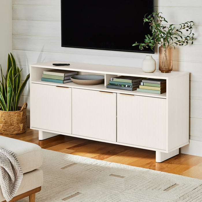 Better Homes & Gardens Lillian Fluted TV Stand for TVs up to 70", White Finish - new