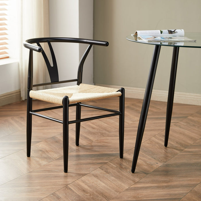 Better Homes & Gardens Springwood Wishbone Chair 2 Pack, Metal Base with Black Finish - new