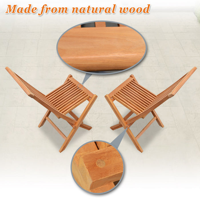 King Teak Golden Teak Wood Folding Chair Outdoor Patio Garden Yard Folding Seat Chair 2 Piece - open_box