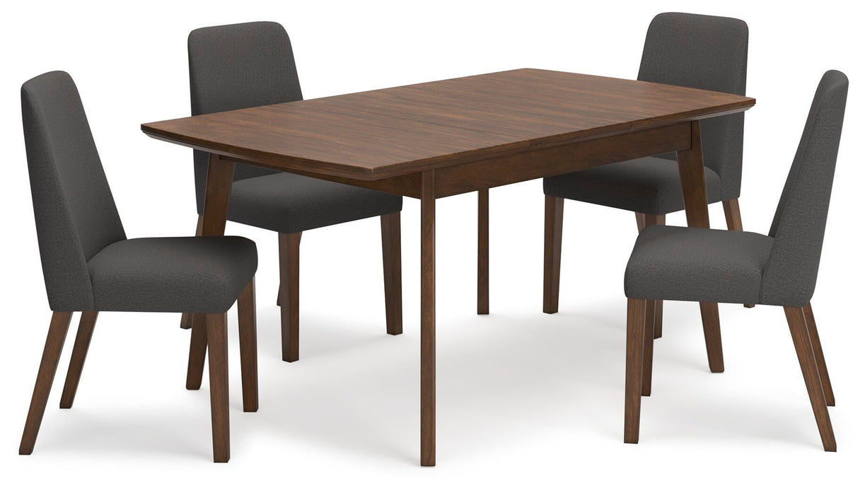 Lyncott Charcoal/Brown Lyncott Dining Table and 4 Chairs