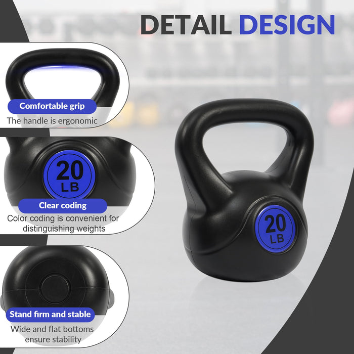 BalanceFrom Wide Grip Kettlebell Exercise Fitness Weight Set, 3-Pieces: 10lb, 15lb and 20lb Kettlebells - new