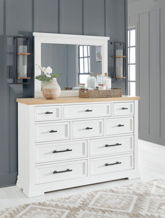 Ashbryn White/Natural Ashbryn Dresser and Mirror