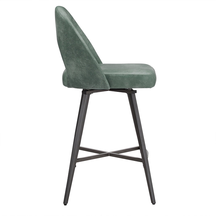 Weston Home Krista 24" Metal Swivel Mid Back Counter Stools, Set of 2, Teal - open_box