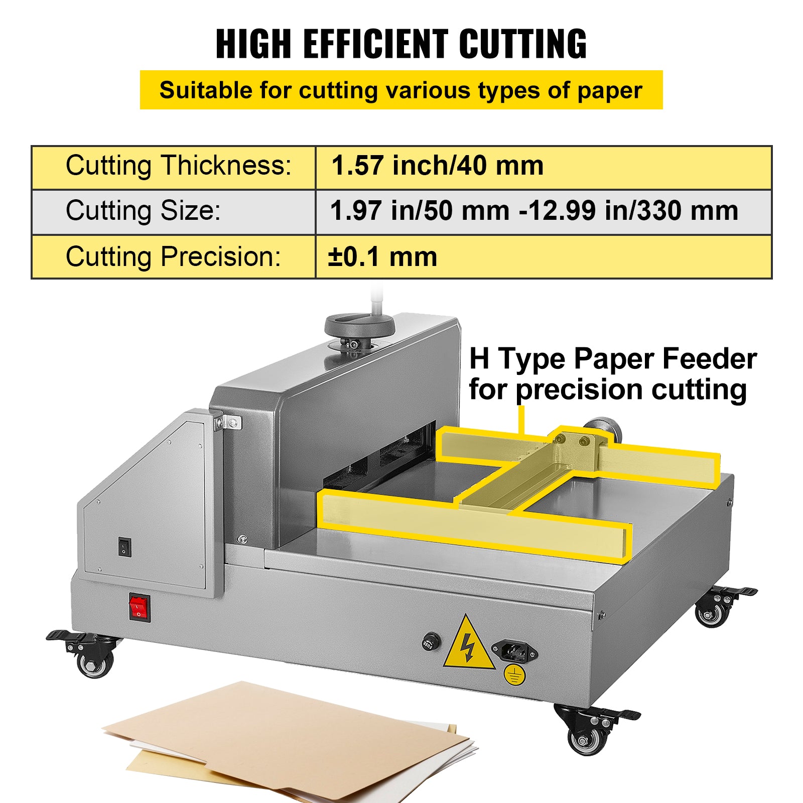 VEVOR Electric Paper Cutter 0-330 Cutting Width, Electric Paper Trimmer, 40mm Cutting Thickness, Desktop Cutting Paper Machine, Industrial Paper Cutter, Heavy Duty Paper Cutter, for Office, School - use_like_new