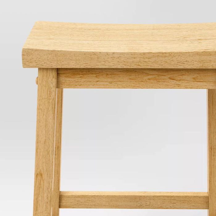 Set of 2 24" Solid Wood Backless Saddle Counter Height Barstools Natural - Room Essentials™