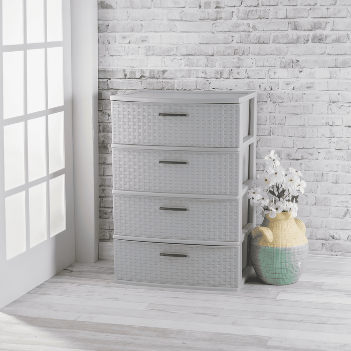 Sterilite 4 Drawer Wide Weave Tower Cement - new