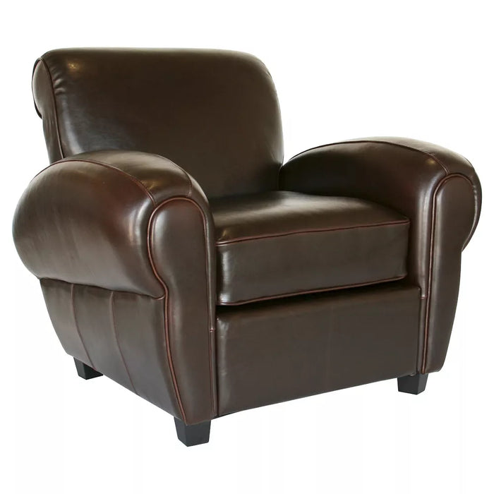 Agustus Leather Storage Ottoman Brown - Baxton Studio: Square Faux Leather, Wood Frame, 17" Height - new