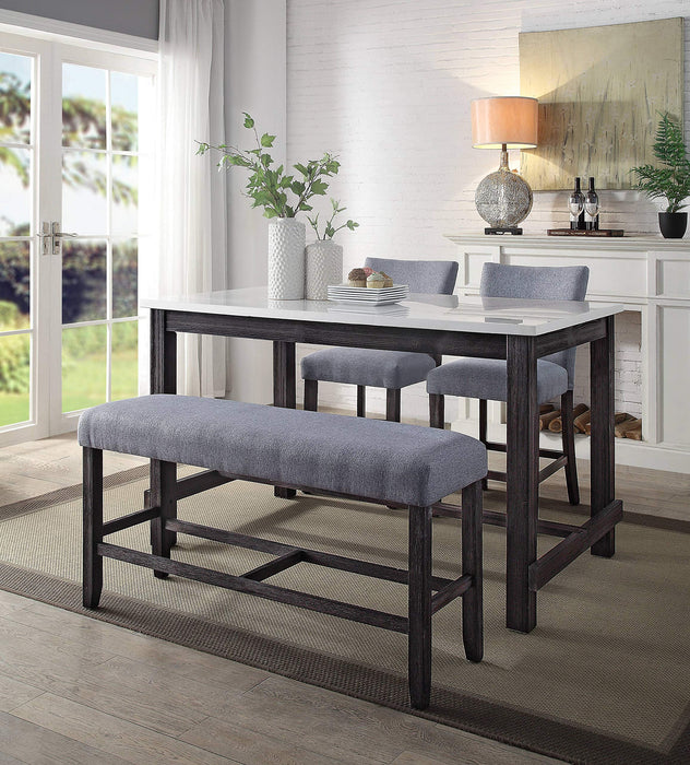 Acme Yelena Counter Height Table in Marble & Weathered Espresso - new