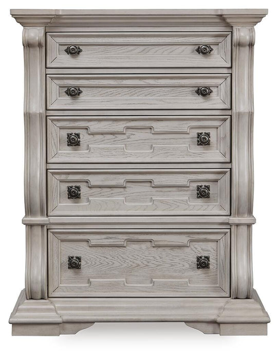 Andonhall Antique White Five Drawer Chest - Brand New