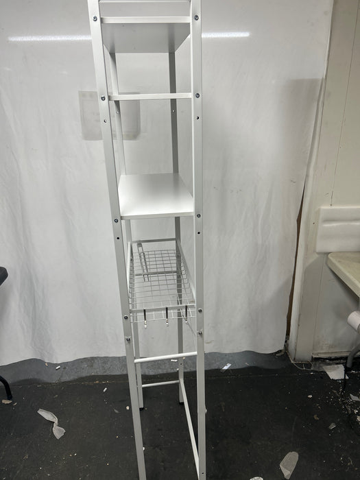 Over-The-Toilet Storage Rack, 4-Tier Bathroom Organizer Shelf Over Toilet with Adjustable Shelf and Basket, Freestanding Space Saver Bathroom Shelves Above Toilet for Room (Pure White) - new