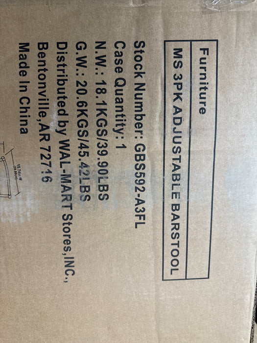 Mainstays 3 Pack Indoor Adjustable 24" or 29" Bronze Ladder Back Swivel Barstool, Espresso Vegan Leather Seat - new