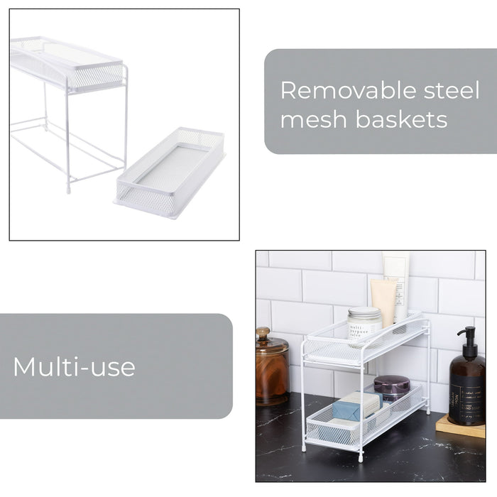 Mainstays 2-Tier Pull-Out Spice Organizer, White, 4.5" x 11" - new