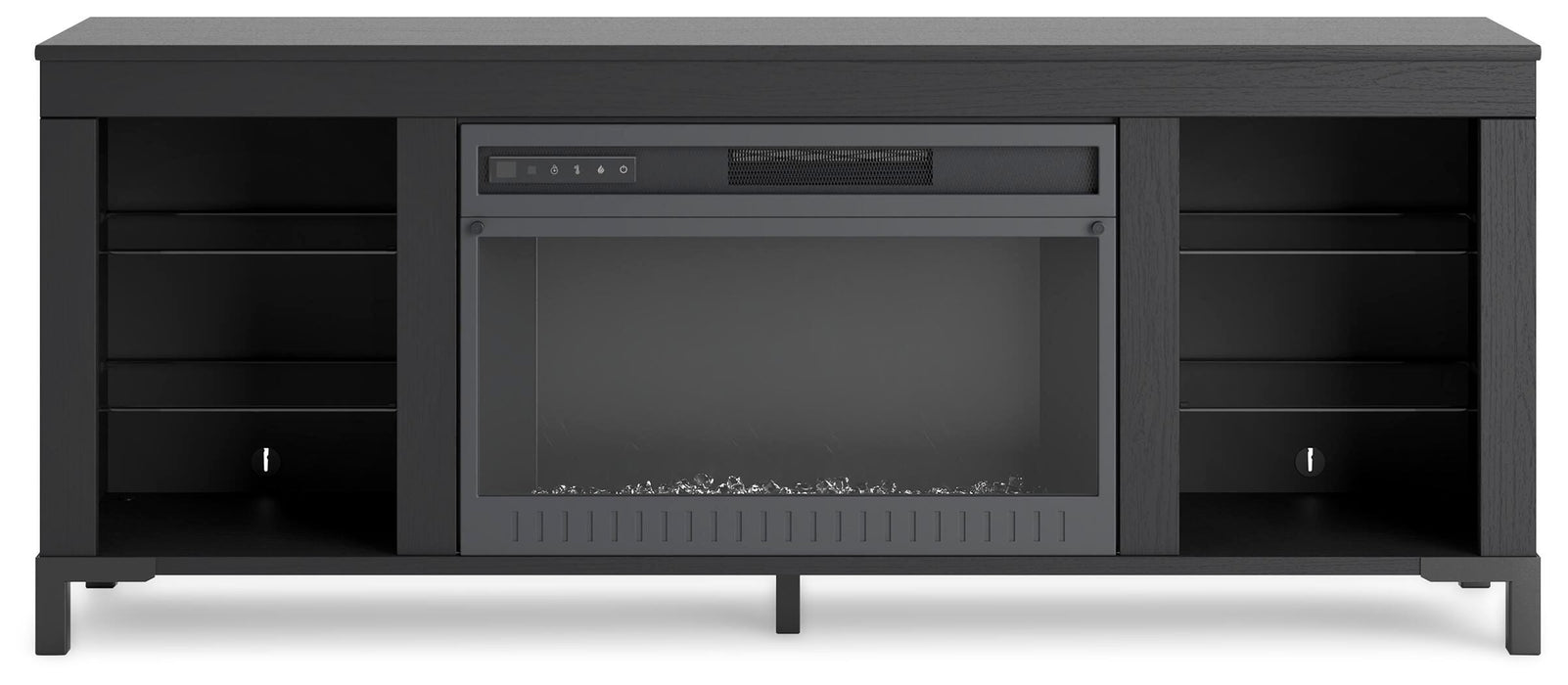 Cayberry Black TV Stand with Fireplace