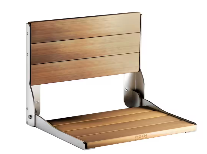 MOEN Fold Down Teak Shower Chair - new