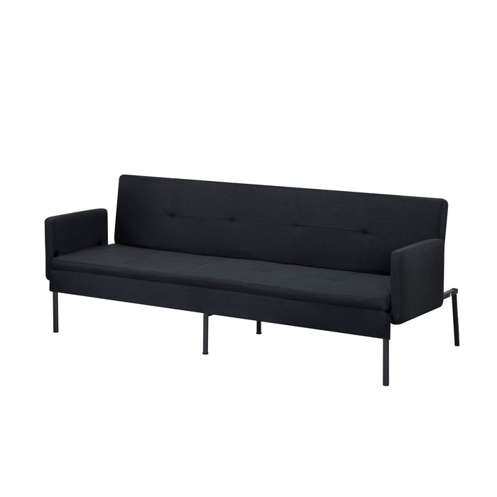 BSHTI 74.8” Futon Sofa Bed,Black Polyester Upholstered,Twin Size Convertible Sofa,5 Adjustable Positions Backrest for Living Room,Office,Small Apartment - open_box