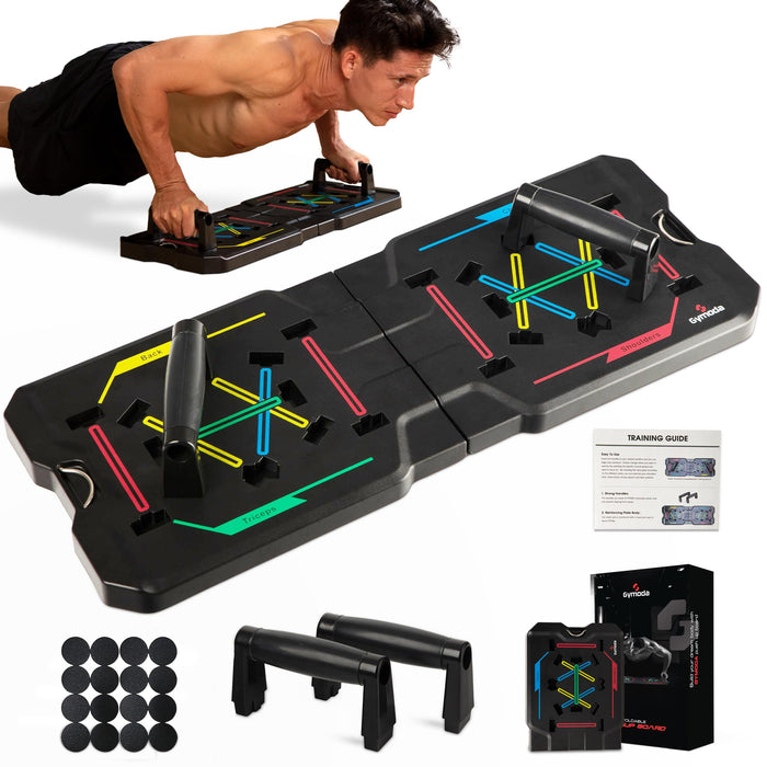 GYMODA Push Up Board for Men & Women | Portable Gym | Foldable Board | Home Workout Equipment | Muscle Max Push Board | Multi-Function | Push Up Board for Floor Fitness Strength & Exercise -