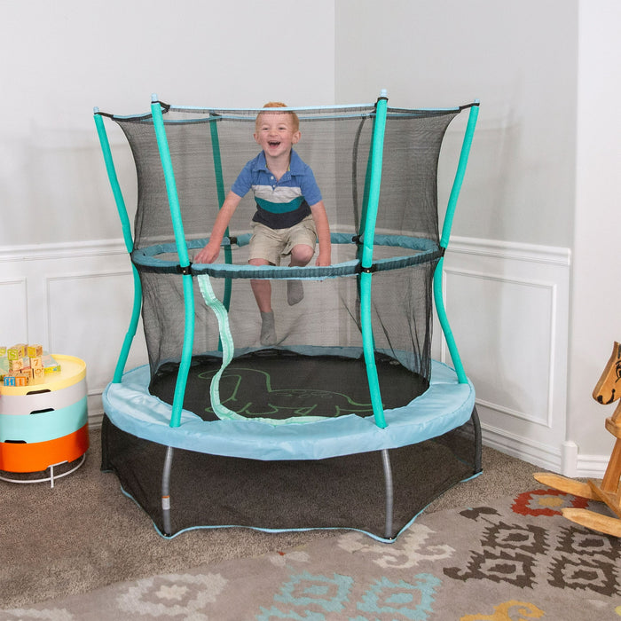 Skywalker Trampolines 55-Inch Bounce-N-Learn Trampoline, with Enclosure and Sound, Stomping Dinosaur - open_box