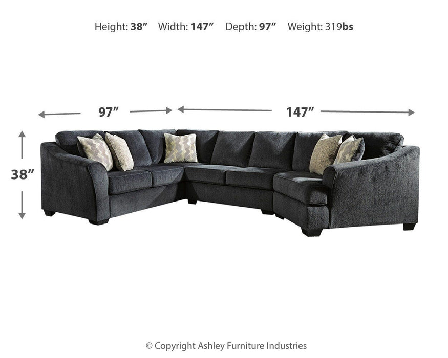 Eltmann Slate Eltmann 3-Piece Sectional with Cuddler