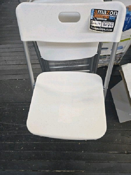 Mainstays Resin Seat & Back Folding Chair, White, 4-Pack - open_box