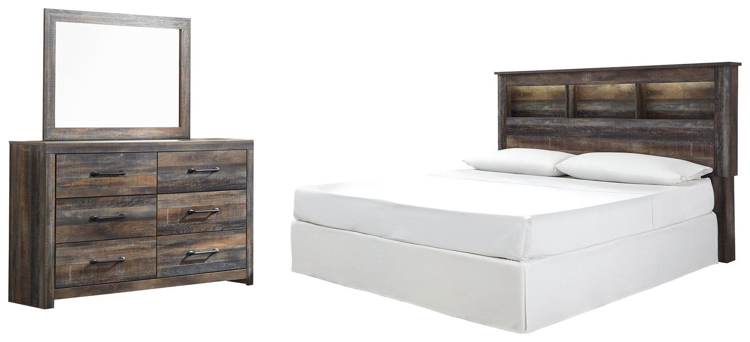 Drystan Multi Drystan King/California King Bookcase Headboard Bed with Mirrored Dresser