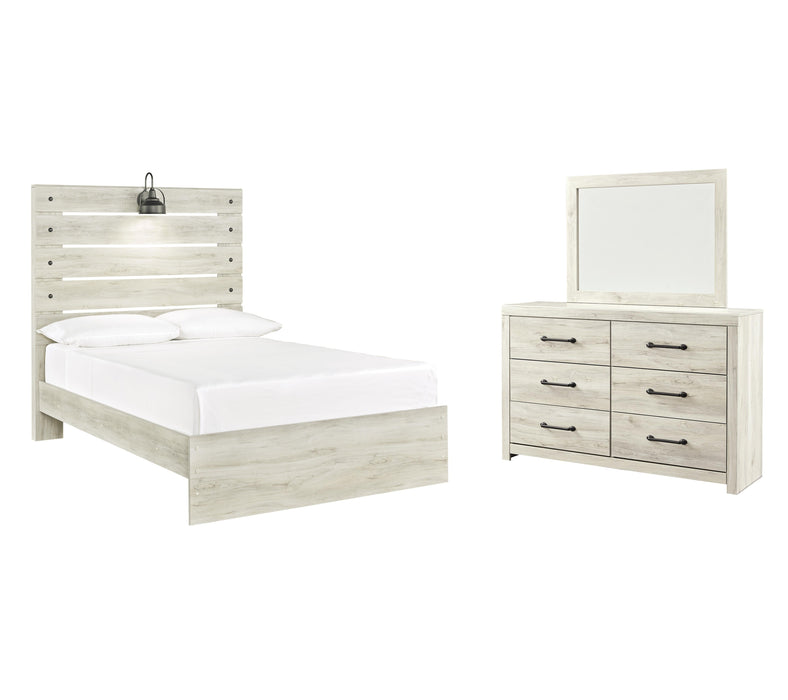 Cambeck Whitewash Cambeck Full Panel Bed with Mirrored Dresser