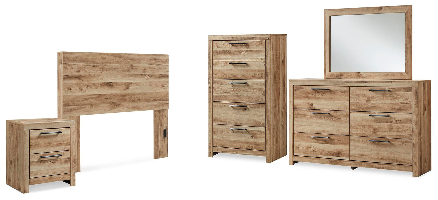 Hyanna Tan Brown Hyanna Full Panel Headboard, Dresser, Mirror, Chest and Nightstand - Brand New